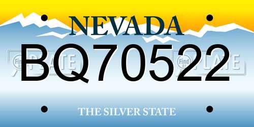 BQ70522 Nevada License Plate