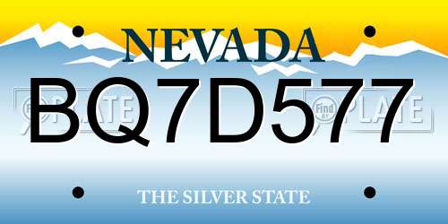 BQ7D577 Nevada License Plate