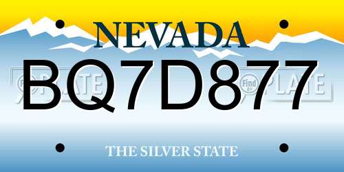BQ7D877 Nevada License Plate
