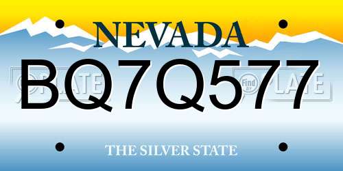 BQ7Q577 Nevada License Plate