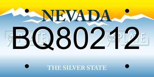 BQ80212 Nevada License Plate