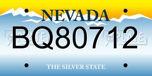BQ80712 Nevada License Plate