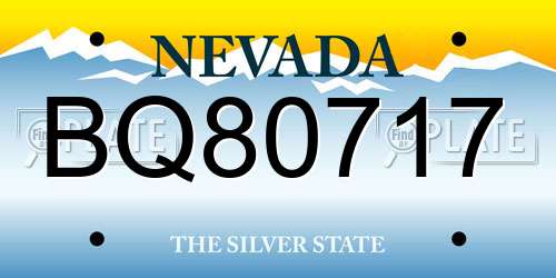 BQ80717 Nevada License Plate