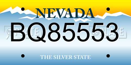 BQ85553 Nevada License Plate