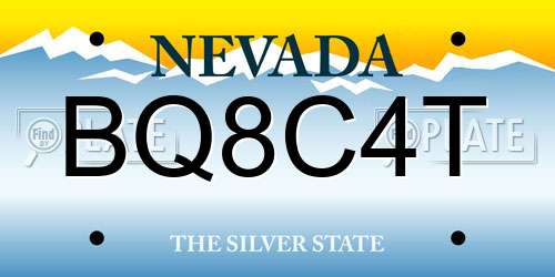 BQ8C4T Nevada License Plate