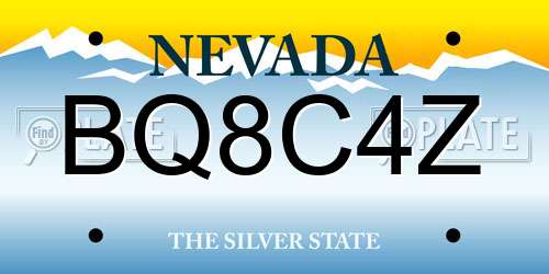 BQ8C4Z Nevada License Plate