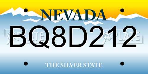 BQ8D212 Nevada License Plate