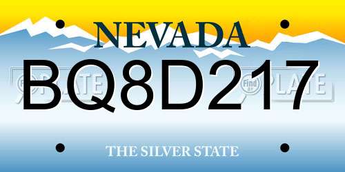 BQ8D217 Nevada License Plate