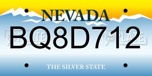 BQ8D712 Nevada License Plate