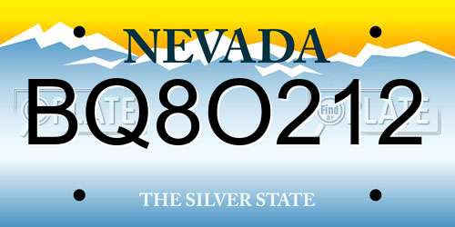 BQ8O212 Nevada License Plate