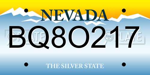 BQ8O217 Nevada License Plate
