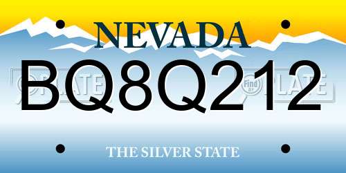 BQ8Q212 Nevada License Plate