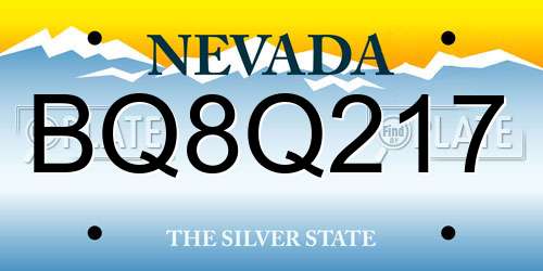 BQ8Q217 Nevada License Plate