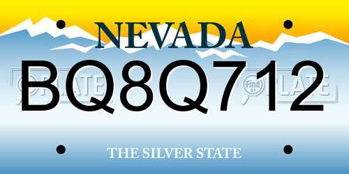 BQ8Q712 Nevada License Plate