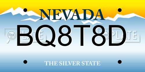 BQ8T8D Nevada License Plate