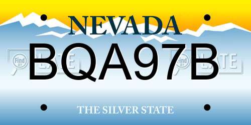 BQA97B Nevada License Plate