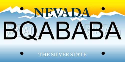 BQABABA Nevada License Plate