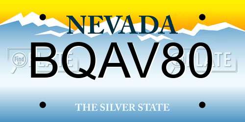 BQAV80 Nevada License Plate