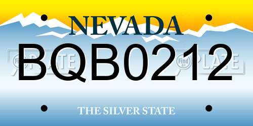 BQB0212 Nevada License Plate