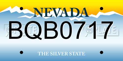 BQB0717 Nevada License Plate