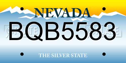 BQB5583 Nevada License Plate