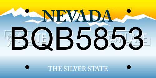 BQB5853 Nevada License Plate