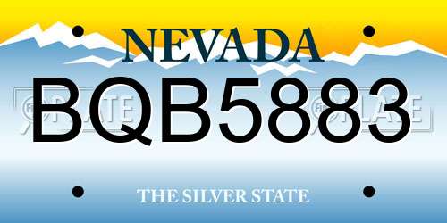 BQB5883 Nevada License Plate