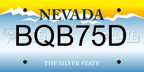 BQB75D Nevada License Plate