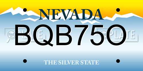 BQB75O Nevada License Plate