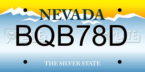 BQB78D Nevada License Plate