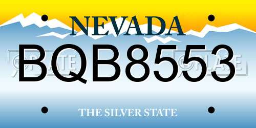 BQB8553 Nevada License Plate