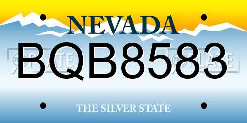 BQB8583 Nevada License Plate