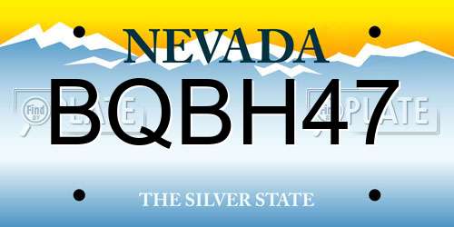 BQBH47 Nevada License Plate