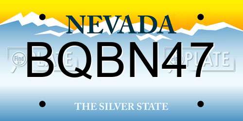BQBN47 Nevada License Plate