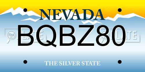 BQBZ80 Nevada License Plate