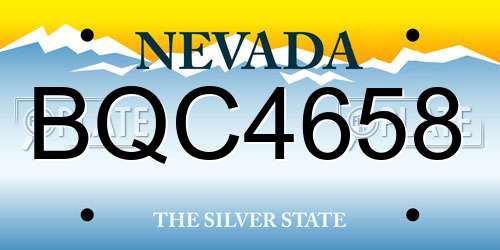 BQC4658 Nevada License Plate