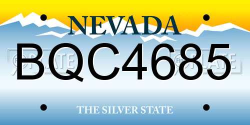 BQC4685 Nevada License Plate