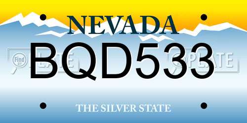 BQD533 Nevada License Plate