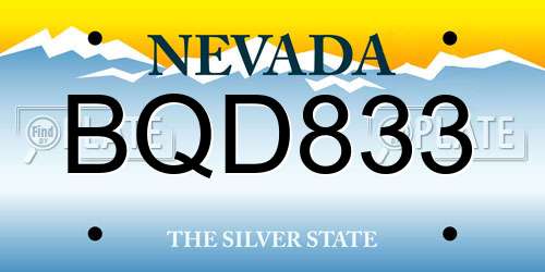 BQD833 Nevada License Plate