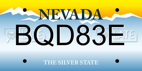 BQD83E Nevada License Plate