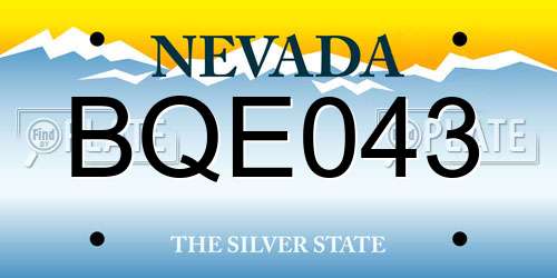 BQE043 Nevada License Plate