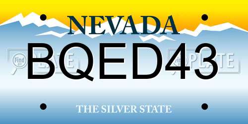 BQED43 Nevada License Plate