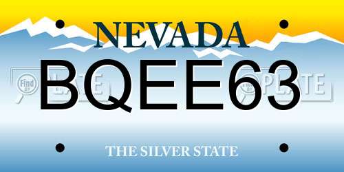 BQEE63 Nevada License Plate