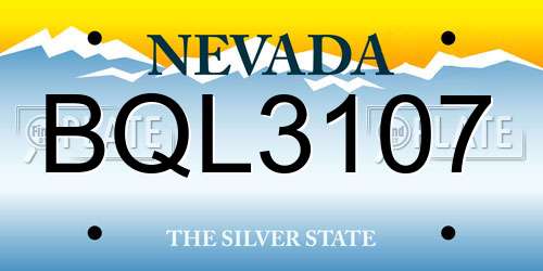 BQL3107 Nevada License Plate