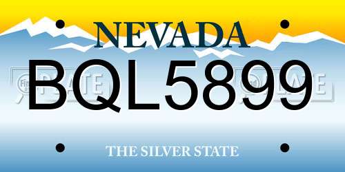 BQL5899 Nevada License Plate