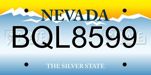 BQL8599 Nevada License Plate