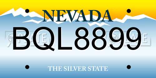 BQL8899 Nevada License Plate