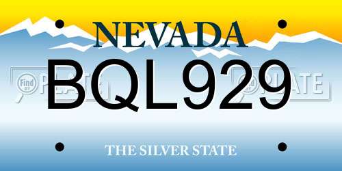 BQL929 Nevada License Plate