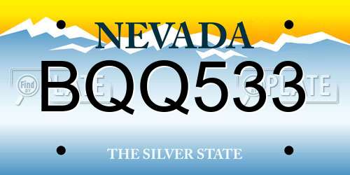 BQQ533 Nevada License Plate
