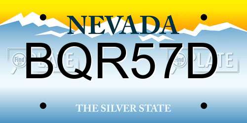 BQR57D Nevada License Plate